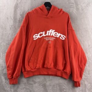 Scuffers Iconic Hoodie Mens Size Medium Red Graphic Pullover Boxy Fit